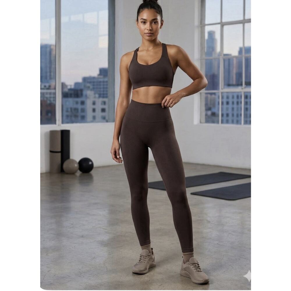 Spanx Look At Me Now Seamless Legging L Dark Brown Espresso High Waist Elastic